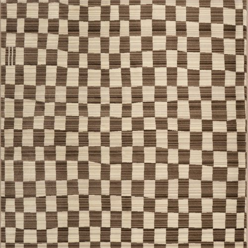 Isolated view of Brown Rectangle Rasali Checkered Box Rug, showcasing its design