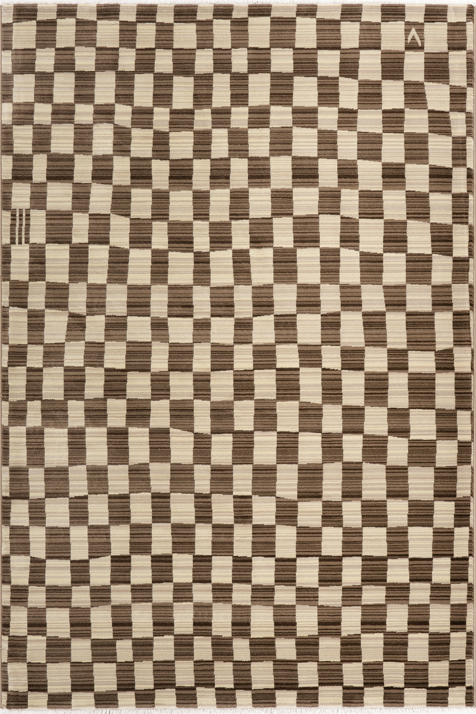 0731effcd63a1d7dfe12d9ee7ba9572a46652583 Isolated view of Brown Rectangle Rasali Checkered Box Rug, showcasing its design