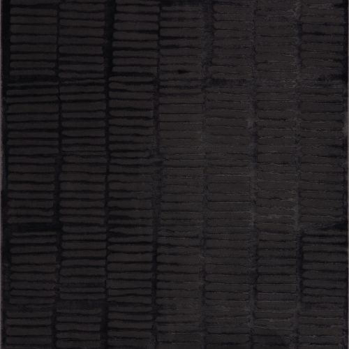 Isolated view of Black Rectangle Cranbury Plush Textured Washable Rug, showcasing its design