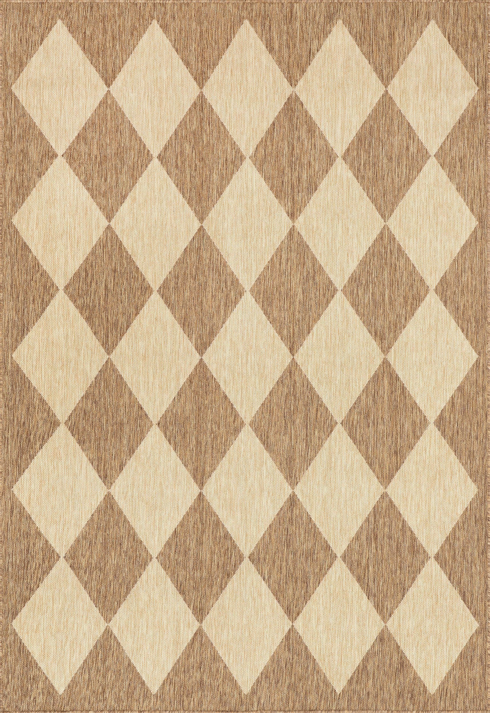 0969412e7169904efda8f2409eb963d483077ba6_78e43c46-3554-44df-bf7d-a93dd81670a2 Isolated view of Brown Rectangle Adelaide Harlequin Indoor/Outdoor Rug, showcasing its design
