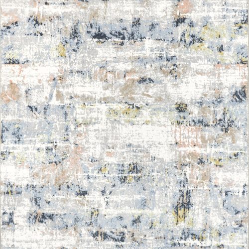 Isolated view of Blue Multicolor Square Patty Washable Rainy Days Rug, showcasing its design