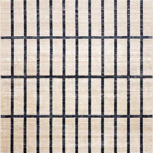 Isolated view of Beige Rectangle Haylia Modern Geometric Rug, showcasing its design