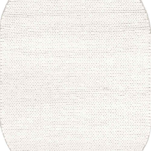 Isolated view of Off White Oval Softest Knit Wool Rug, showcasing its design