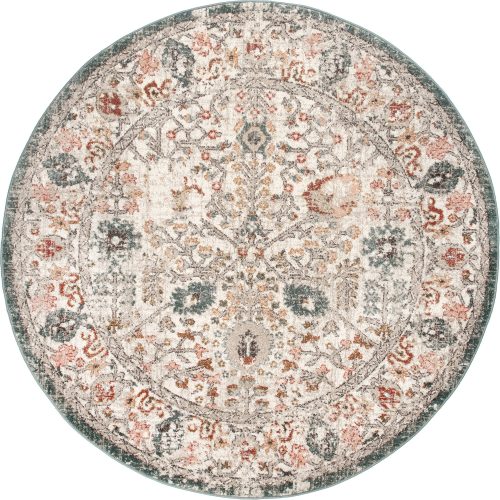 Isolated view of Beige Round Native Collage Rug, showcasing its design