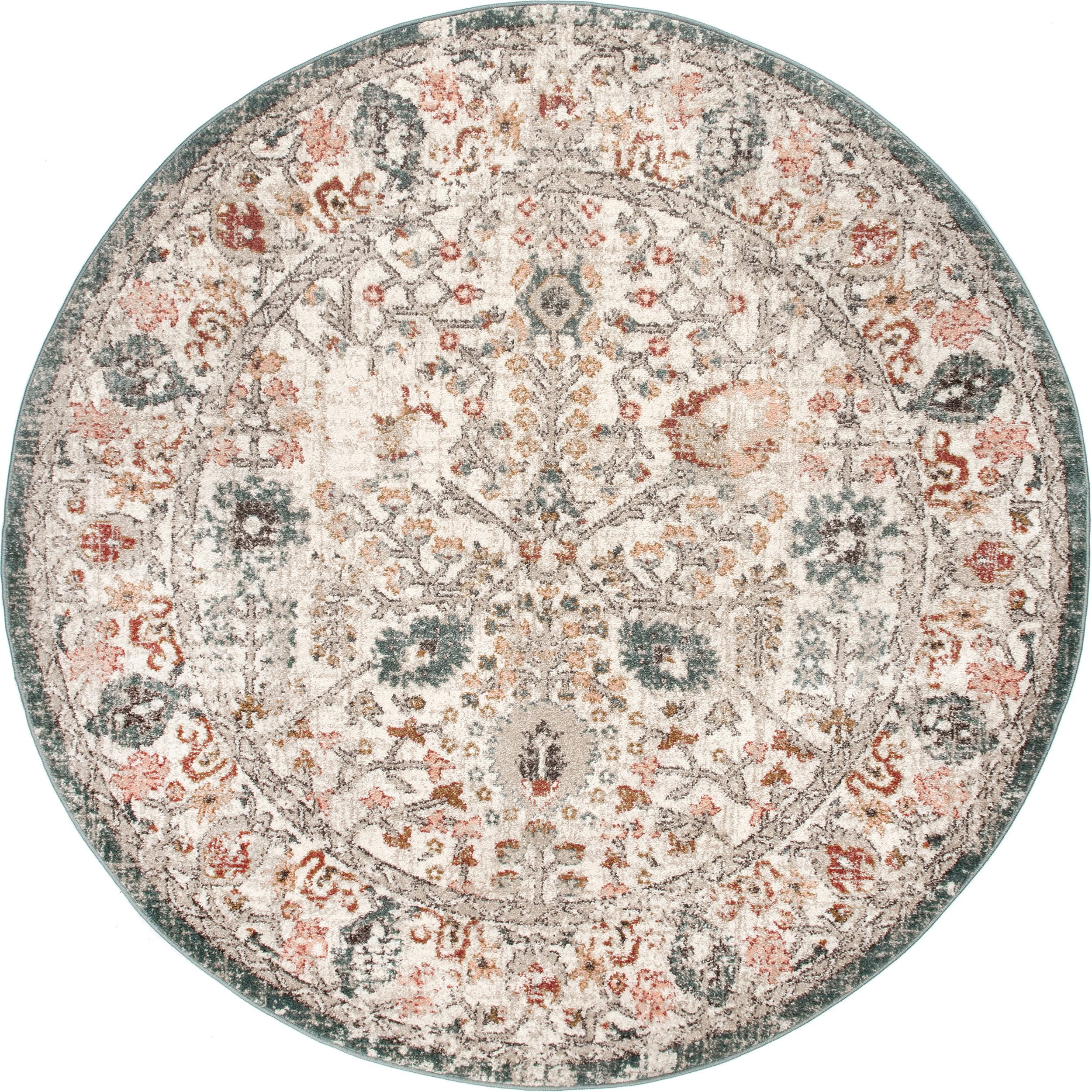0e14c42c78d37b7c3821422ef7a3149561d78a5f Isolated view of Beige Round Native Collage Rug, showcasing its design