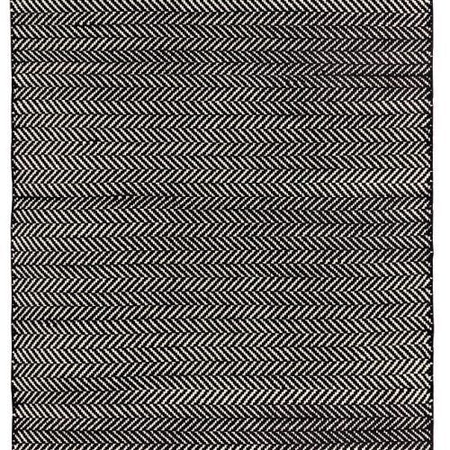 Herringbone Handwoven Indoor/Outdoor Rug | Black/Ivory