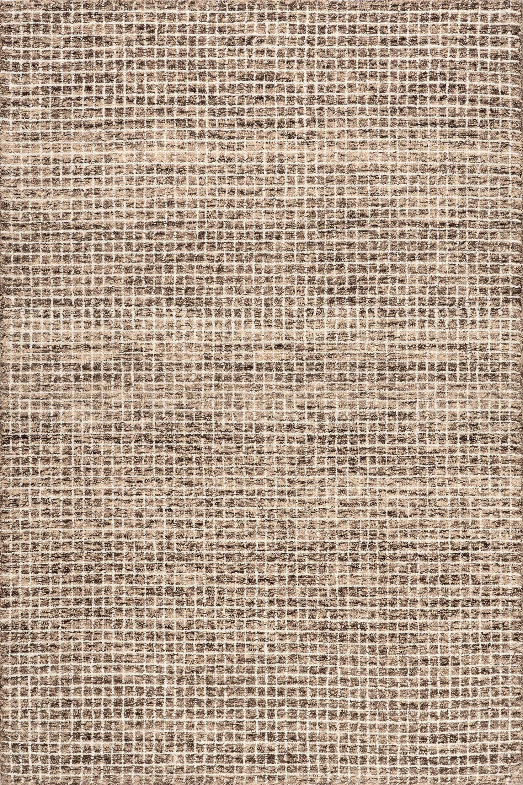 0e7d26272e6e424909e36e3a479d4d31b9121d30 Isolated view of Brown Round Melrose Checked Rug, showcasing its design