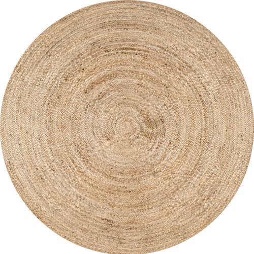 Isolated view of Natural Round Jute Braided Rug, showcasing its design