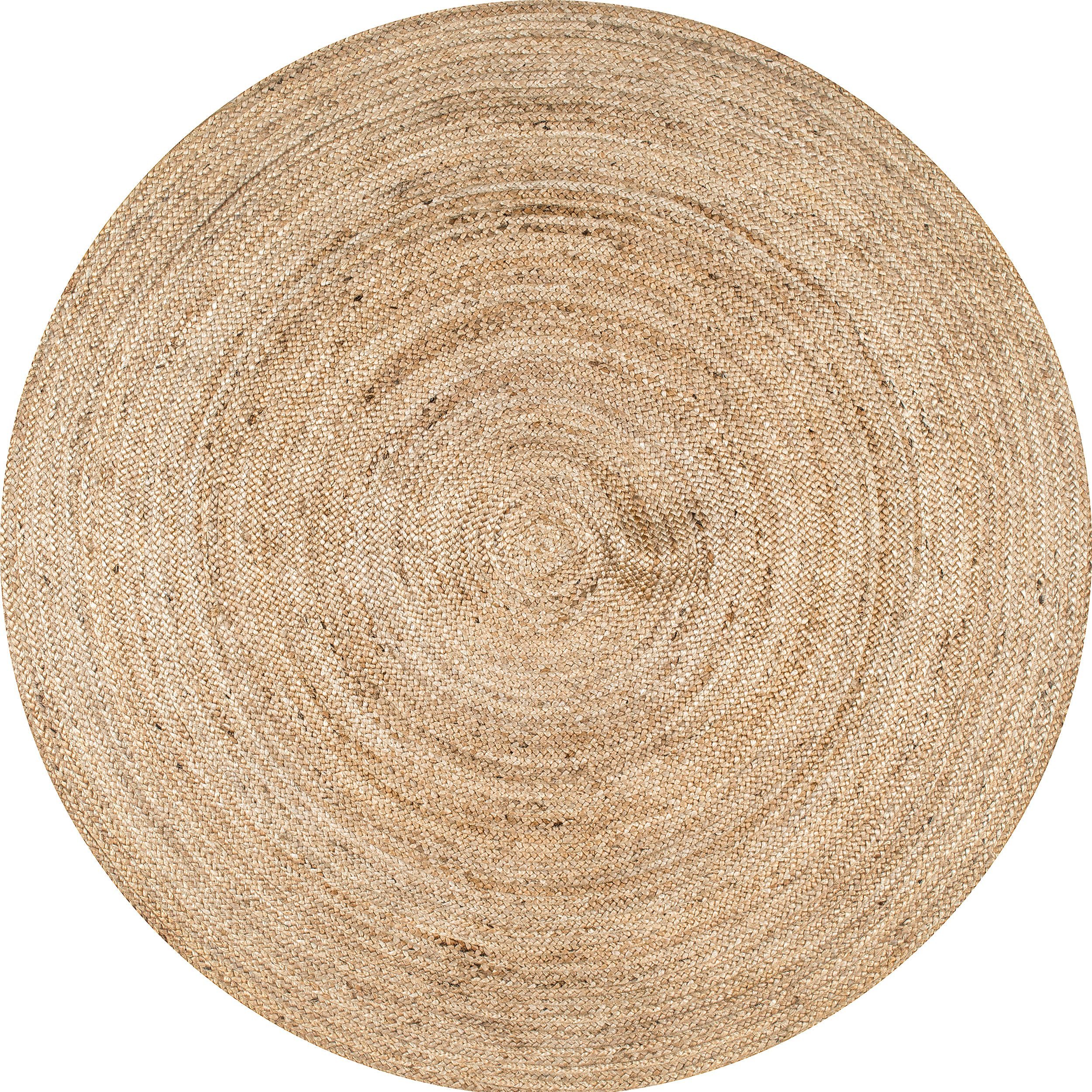 1280a5d7b49ccee451806f6bfe951bd0ba5a23ec Isolated view of Natural Round Jute Braided Rug, showcasing its design