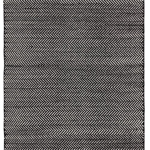 Herringbone Handwoven Cotton Rug | Black