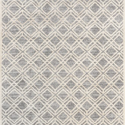 Isolated view of Grey Rectangle Evalina Moroccan Trellis Rug, showcasing its design