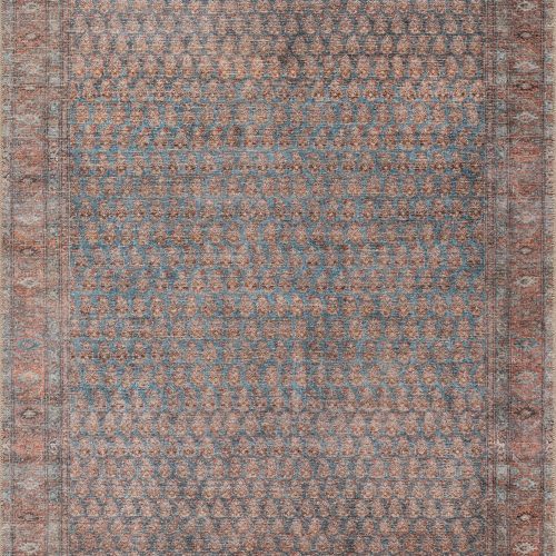 Isolated view of Rust Rectangle Ferelith Vintage & Distressed Washable Rug, showcasing its design