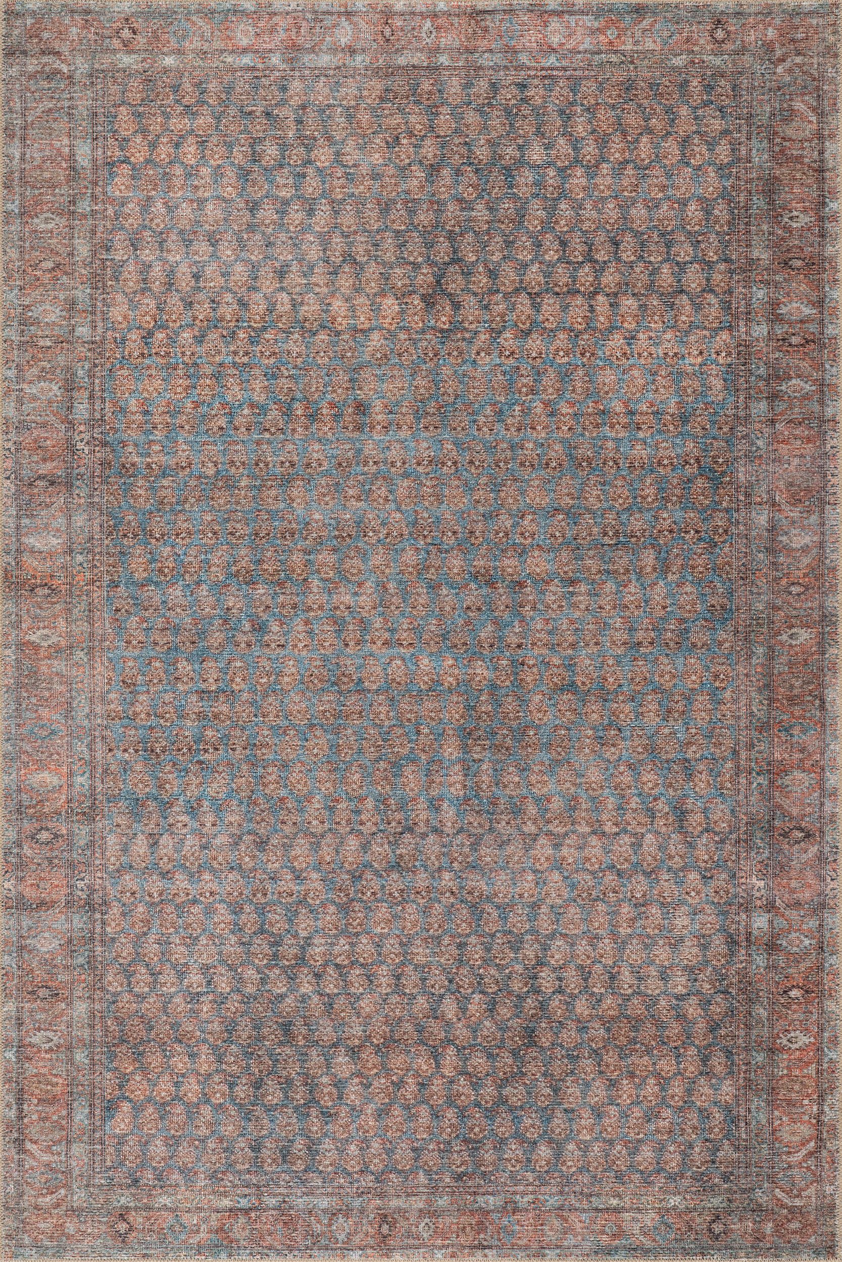 1542e2cb4c162fc063fb2d0e9da7319e7a98dab7 Isolated view of Rust Rectangle Ferelith Vintage & Distressed Washable Rug, showcasing its design