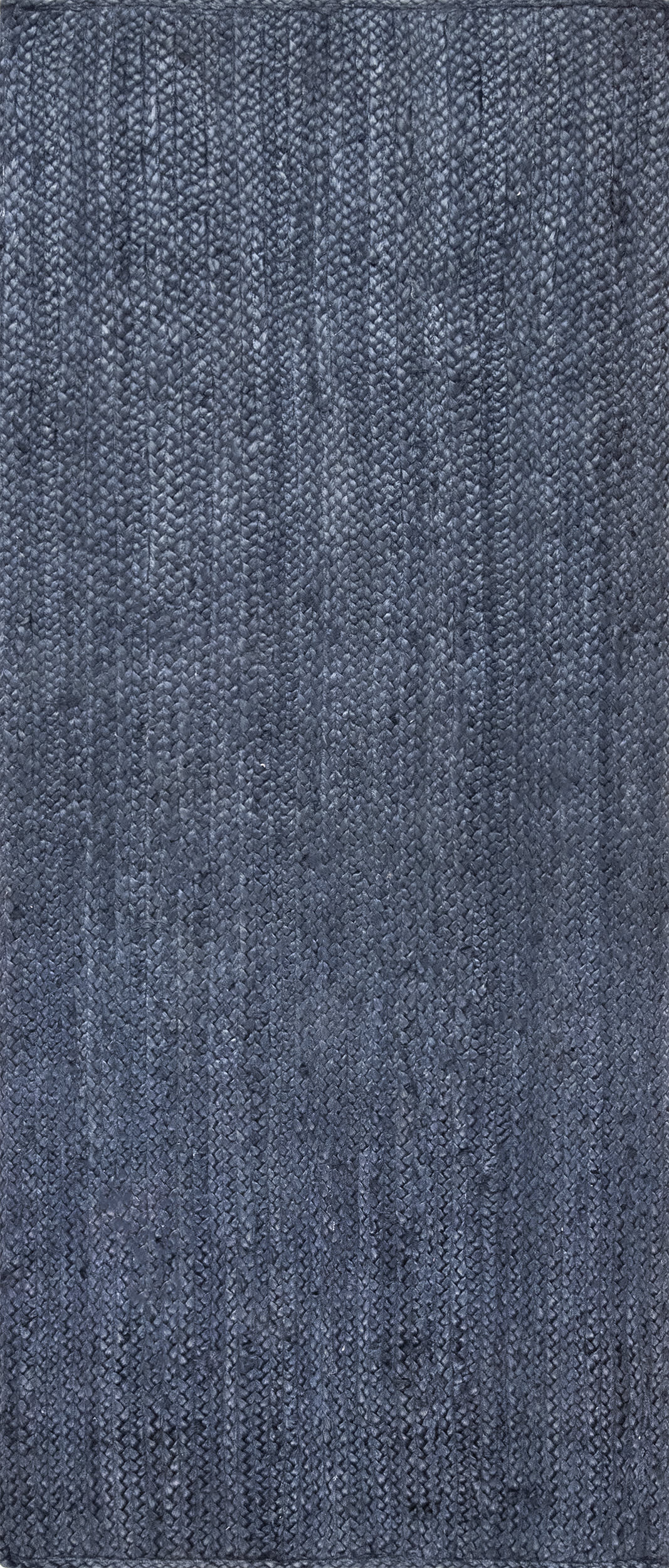 1889ba1f6922b83ca1a68597f2bf25312e3e68a0 Isolated view of Navy Runner Jute Braided Rug, showcasing its design