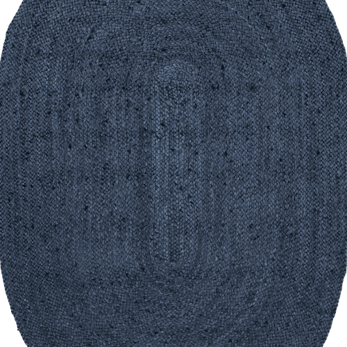 Isolated view of Navy Oval Jute Braided Rug, showcasing its design