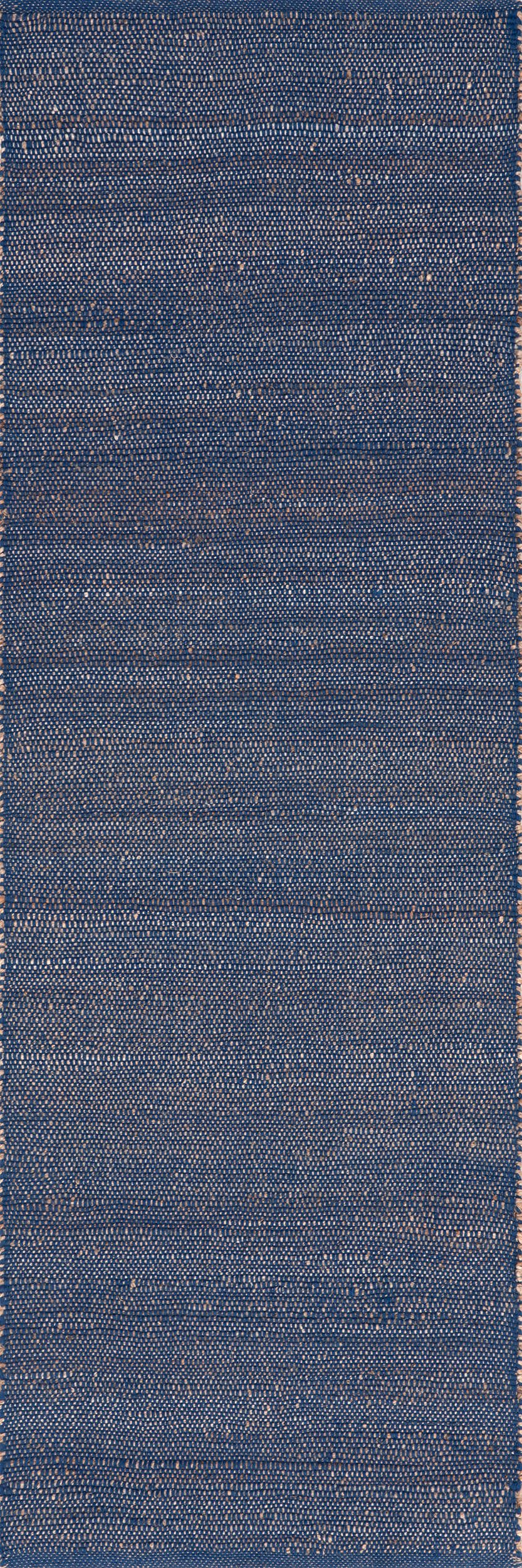 29583fb99285a2a8c005b64dce04042485a99247 Isolated view of Blue Runner Perfect Handwoven Jute-Blend Rug, showcasing its design