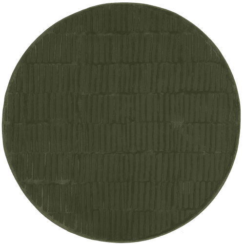 Isolated view of Green Round Cranbury Plush Textured Washable Rug, showcasing its design