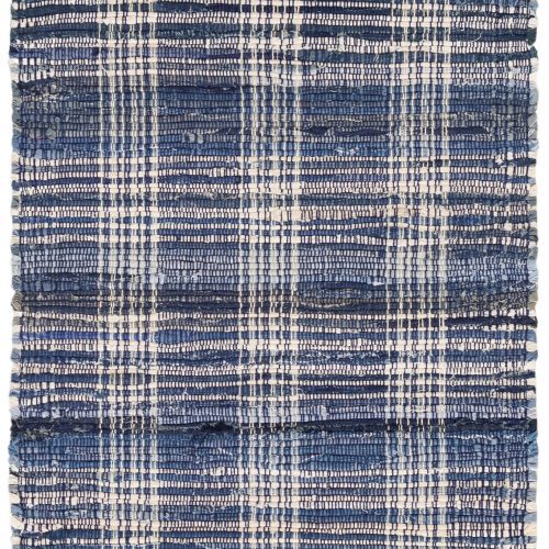 Denim Plaid Handwoven Cotton Rug | Blue