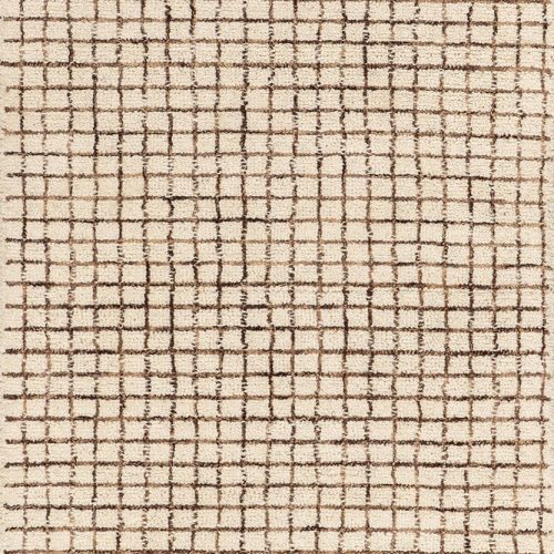Isolated view of Cream Runner Melrose Checked Rug, showcasing its design