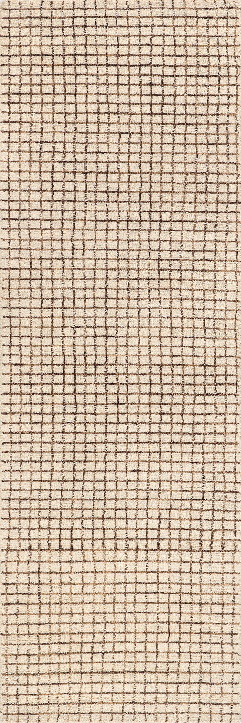 2e70f97712ebddf5f9b57cbfed99a4f4547a4069 Isolated view of Cream Runner Melrose Checked Rug, showcasing its design