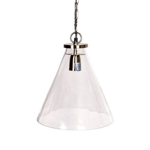13-inch Sculptural Glass Chain Pendant | Brass