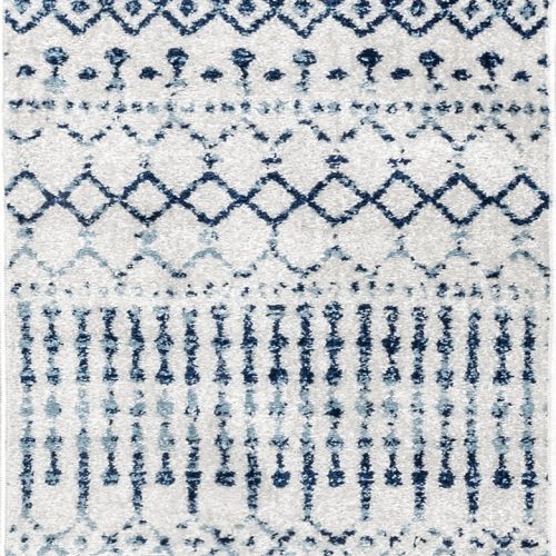 Isolated view of Light Blue Runner Moroccan Trellis Rug, showcasing its design