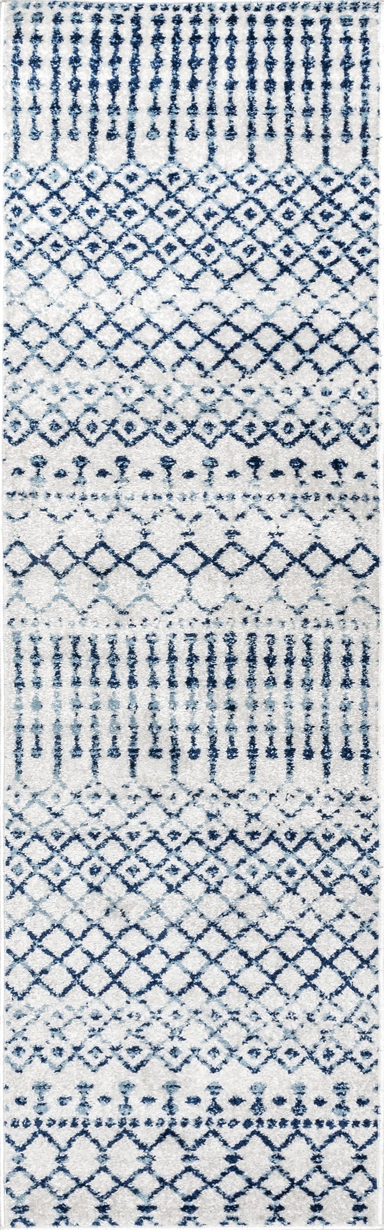 33cbabc871552b649d71e89fba86ab6abd572c95 Isolated view of Light Blue Runner Moroccan Trellis Rug, showcasing its design