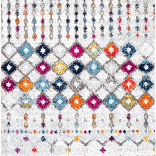 Isolated view of Multicolor Runner Moroccan Trellis Rug, showcasing its design