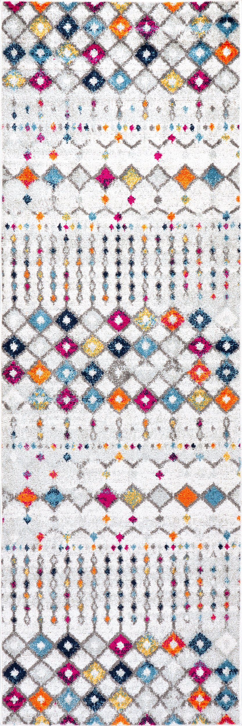 349a278babdc0b177fbbfff7221a694617561da1 Isolated view of Multicolor Runner Moroccan Trellis Rug, showcasing its design
