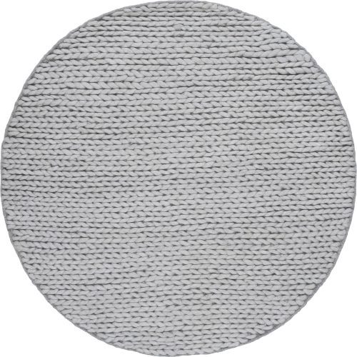 Isolated view of Light Grey Round Softest Knit Wool Rug, showcasing its design