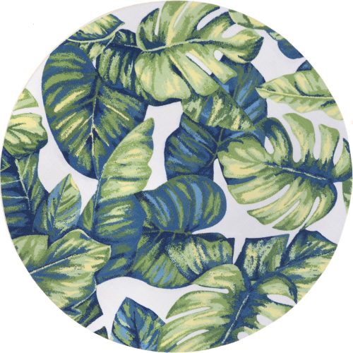 Isolated view of Green Multicolor Round Tropical Foliage Indoor/Outdoor Rug, showcasing its design
