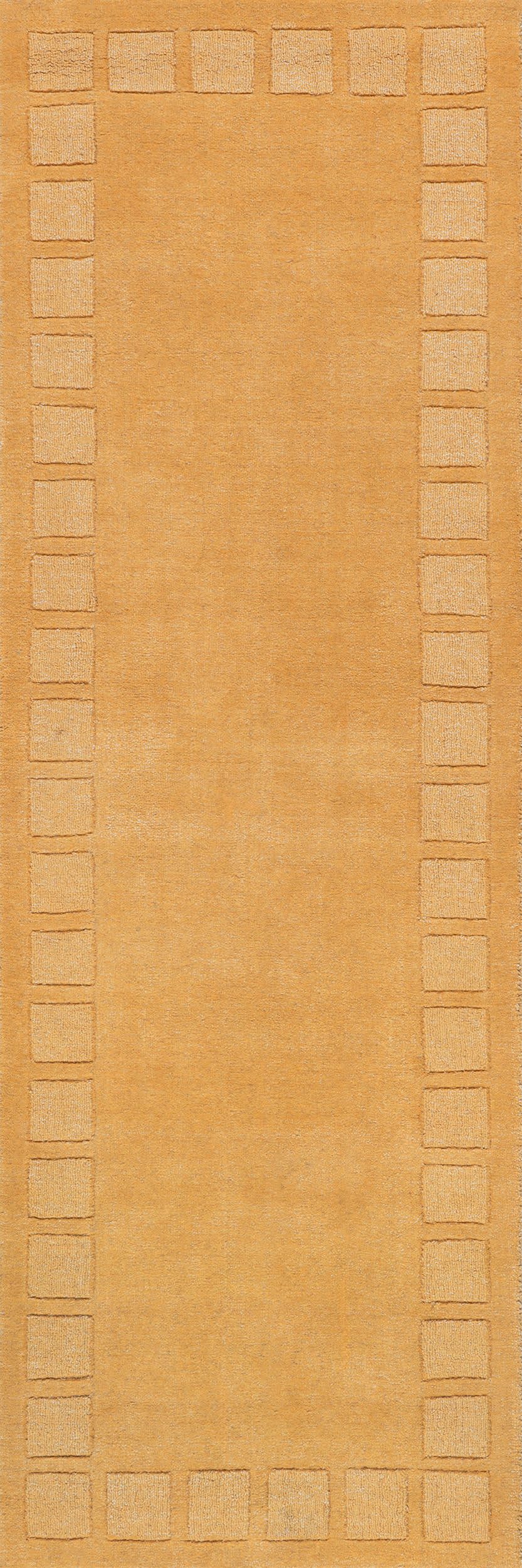 4e57c71b8f3d251129eddb53326bb132419e7399 Isolated view of Golden Butter Runner Petra High-Low Wool-Blend Rug, showcasing its design