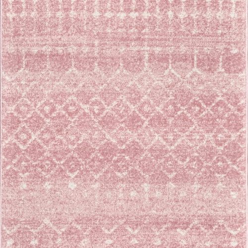 Isolated view of Pink Runner Moroccan Trellis Rug, showcasing its design