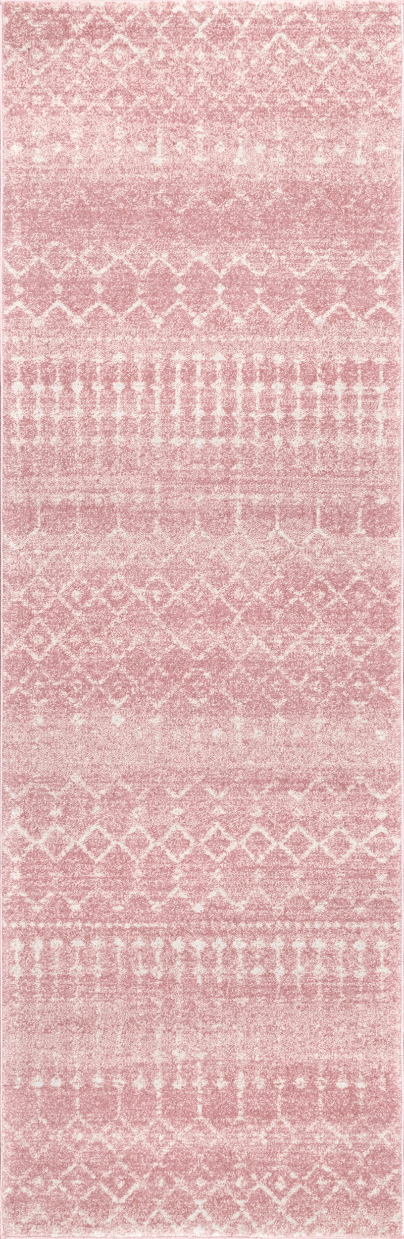 4fee2c0abb00e9176a34e25ac256a184b65a84ae Isolated view of Pink Runner Moroccan Trellis Rug, showcasing its design