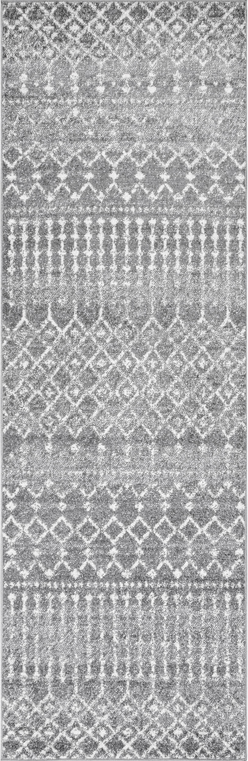 508194d25511c256c5482808cf9076589f896b0b Isolated view of Dark Grey Runner Moroccan Trellis Rug, showcasing its design