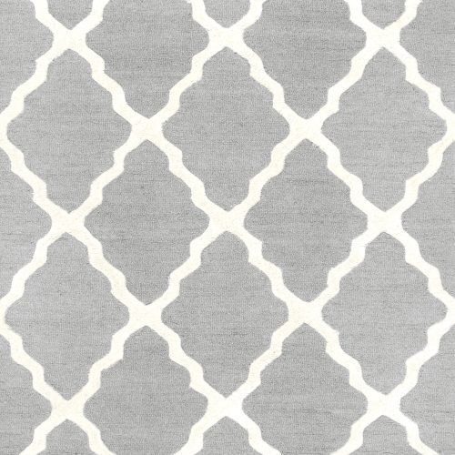 Isolated view of Light Grey Rectangle Moroccan Trellis Rug, showcasing its design
