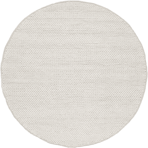 Isolated view of Off White Round Softest Knit Wool Rug, showcasing its design