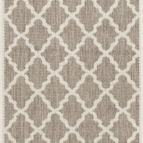 Isolated view of Taupe Runner Indoor/Outdoor Moroccan Trellis Rug, showcasing its design