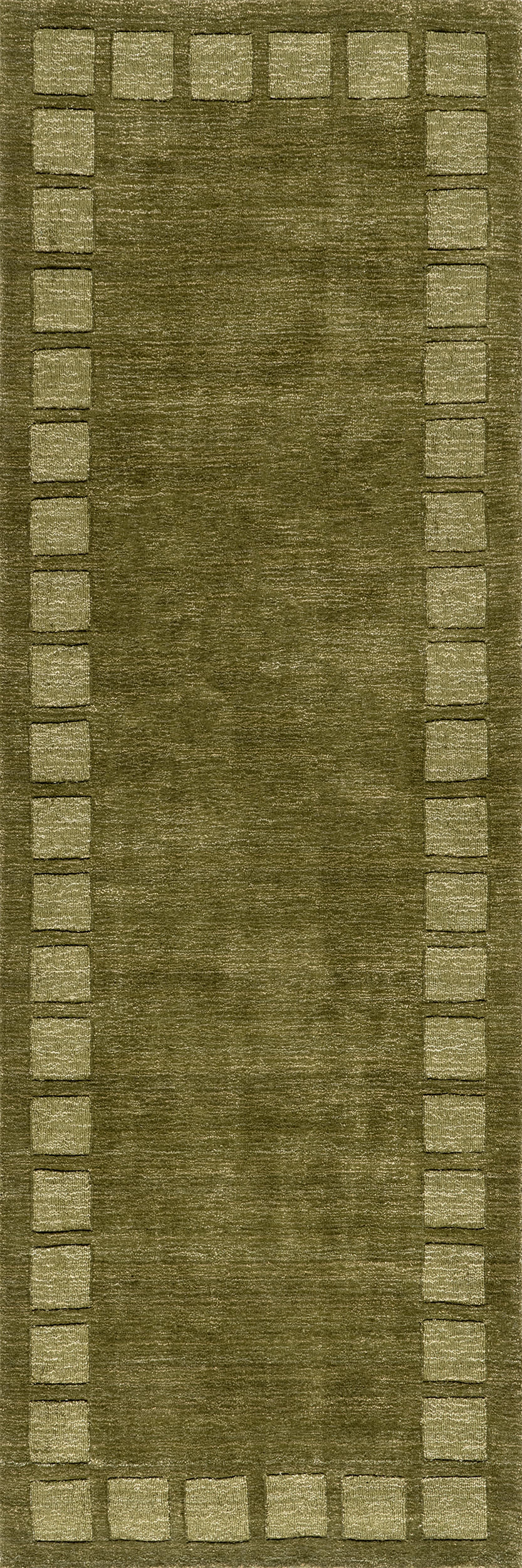 539741a066dcded40cc4379f2d21ae7ace315bcf Isolated view of Verdant Green Runner Petra High-Low Wool-Blend Rug, showcasing its design