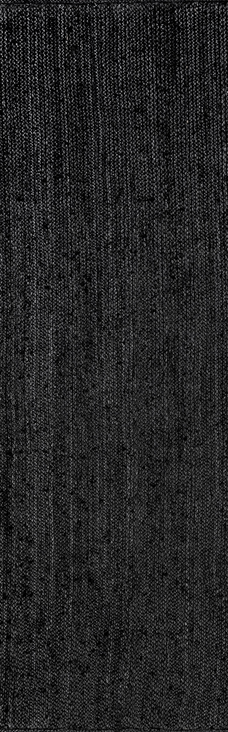 597c0c623fb470b8ea293694e7573f7d469abac2 Isolated view of Black Runner Jute Braided Rug, showcasing its design