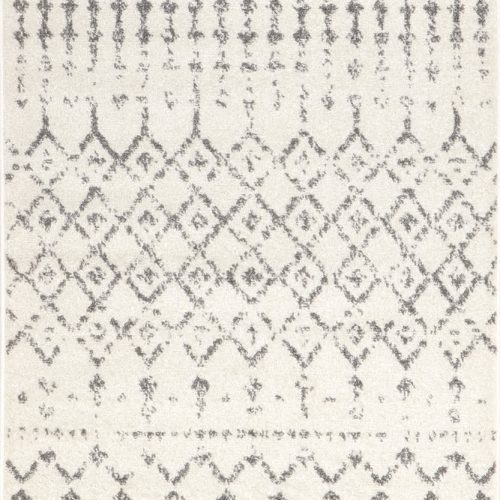 Isolated view of Grey Runner Moroccan Trellis Rug, showcasing its design