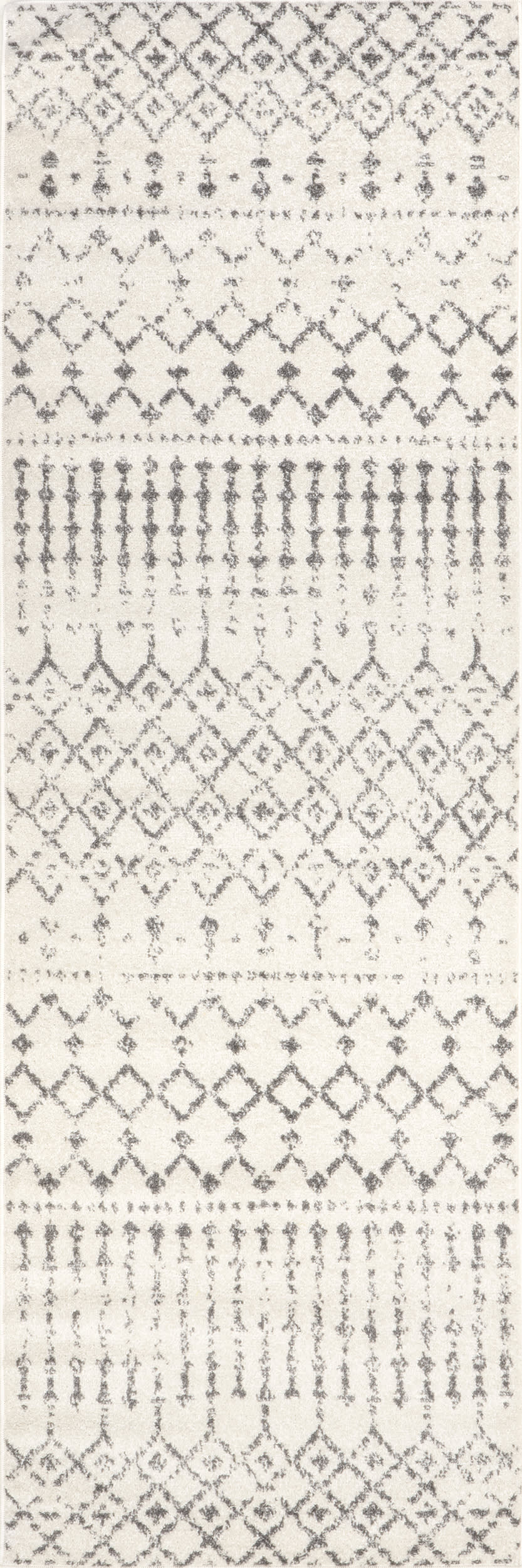 5a0bfc40ed94775918d4b2d2ea9ae4bbc6bcc3fb Isolated view of Grey Runner Moroccan Trellis Rug, showcasing its design