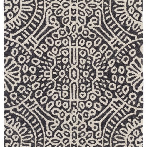 Temple Hand Micro Hooked Wool Rug | Charcoal
