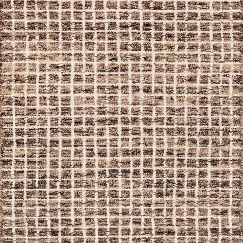 Isolated view of Brown Runner Melrose Checked Rug, showcasing its design