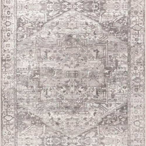 Isolated view of Grey Runner Atrium Medallion Spill Proof Washable Rug, showcasing its design