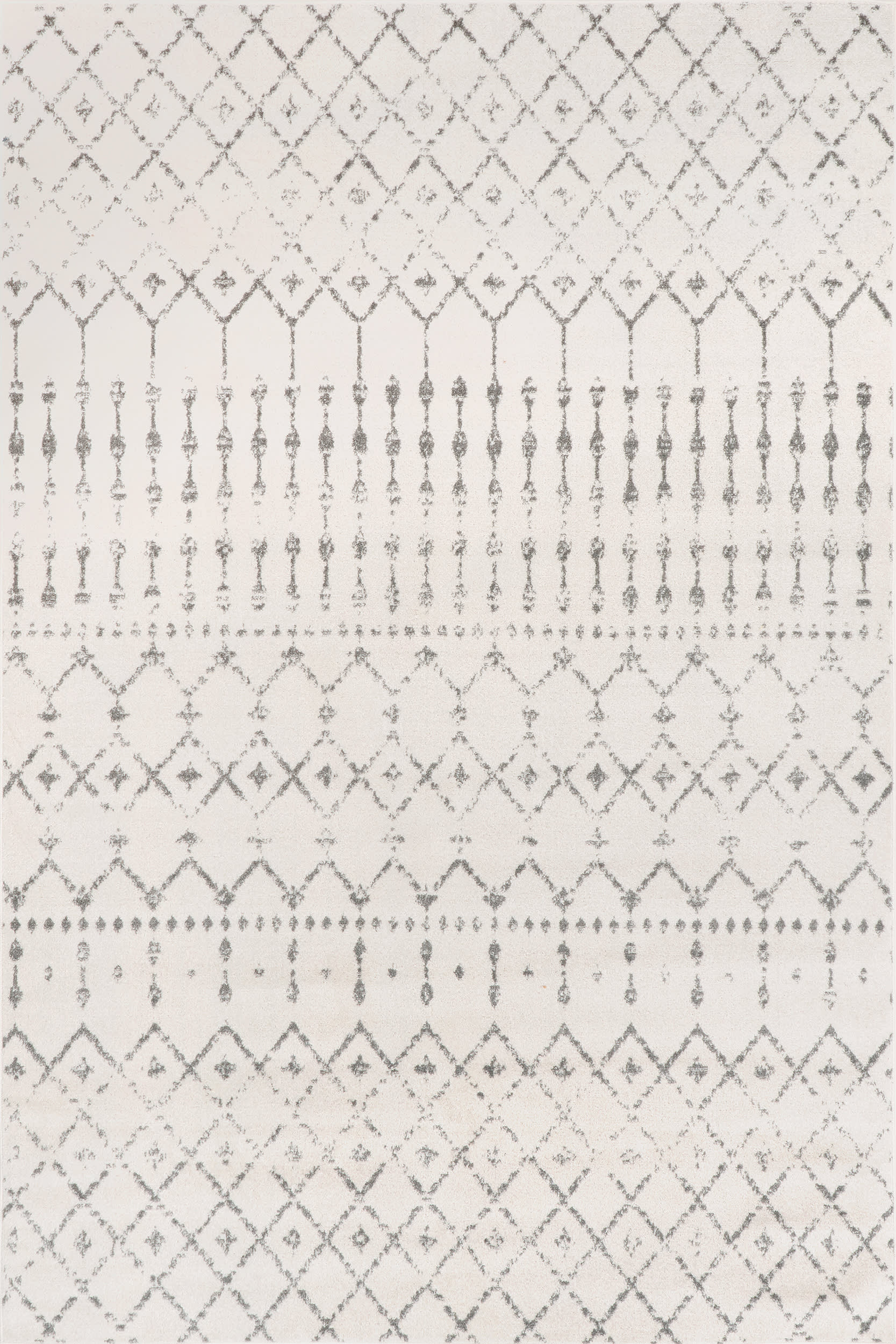 5fcdf5d48083e9aaf214073c2e7851e913eaae20 Isolated view of Grey Rectangle Moroccan Trellis Rug, showcasing its design