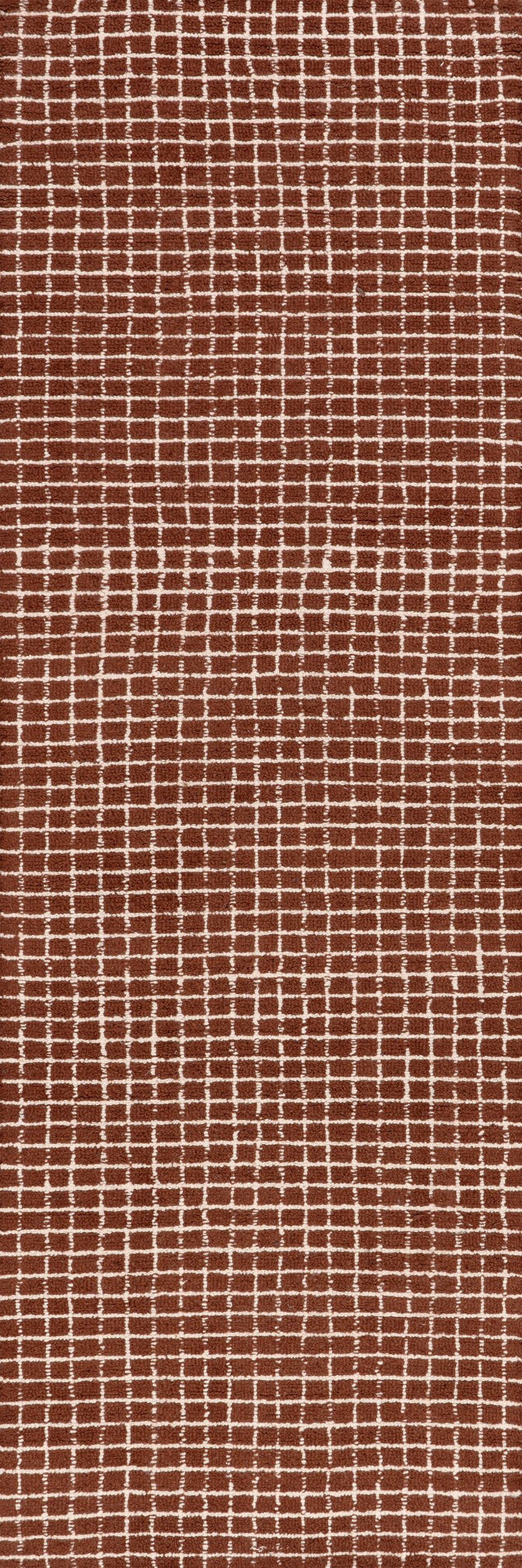 61c2b080e7dc91fc9089616df4e97cc0796dde23 Isolated view of Chestnut Runner Melrose Checked Rug, showcasing its design