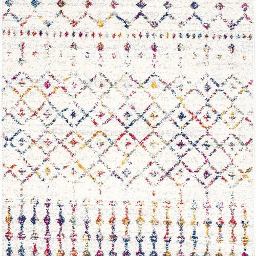Isolated view of Light Multicolor Runner Moroccan Trellis Rug, showcasing its design