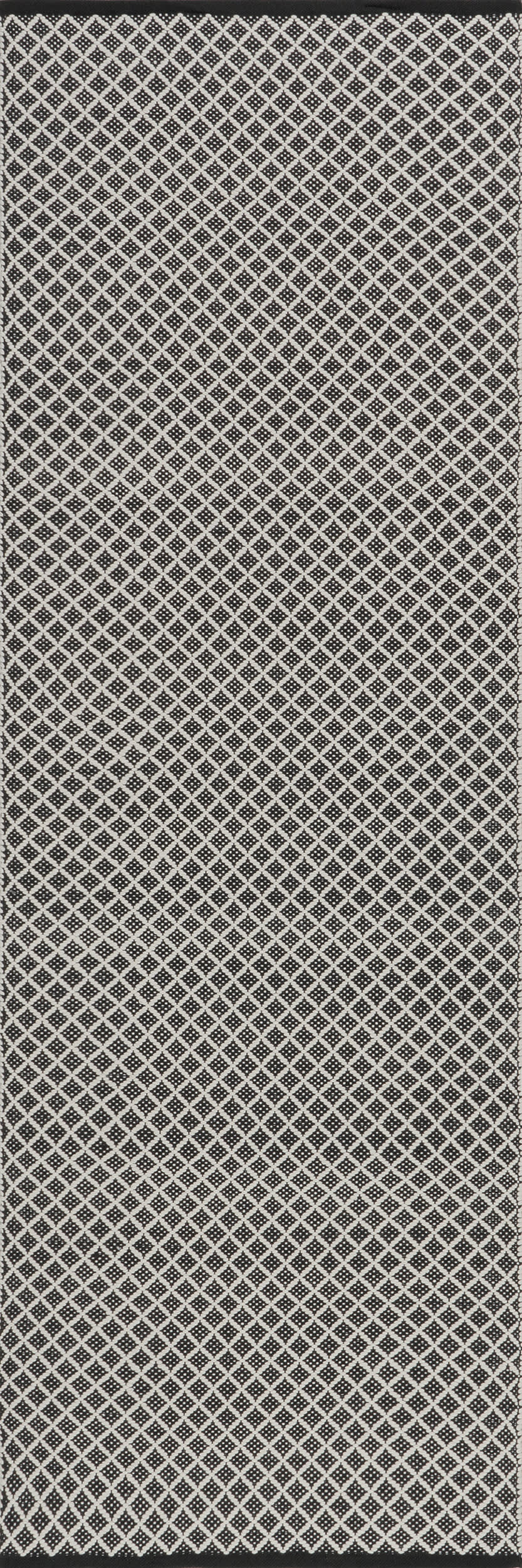 62425d0636d10a95664224b8718854a0259f4df9 Isolated view of Black Runner Trellis Handwoven Indoor/Outdoor Rug, showcasing its design