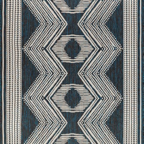 Isolated view of Turquoise Rectangle Iris Totem Indoor/Outdoor Flatweave Rug, showcasing its design